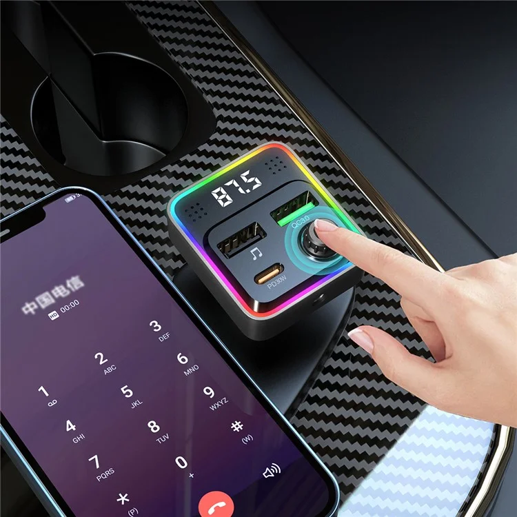 C71 Bluetooth-compatible Car Charger 3-in-1 PD 30W Cigarette Lighter Charger Adapter with FM Transmitter
