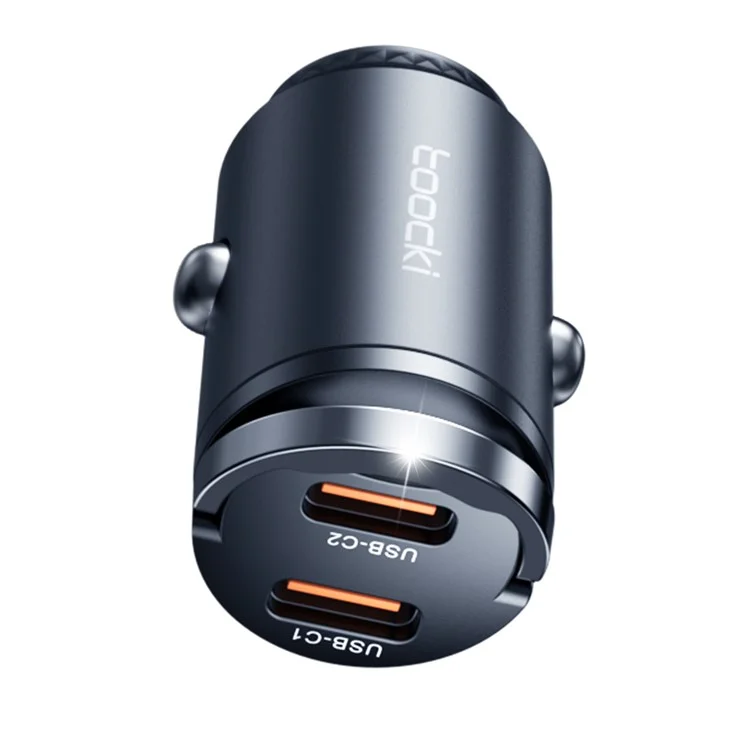 Chargeur de voiture TOOCKI TQ-CC34B Double USB-C 45W Adaptateur de charge rapide avec anneau de traction