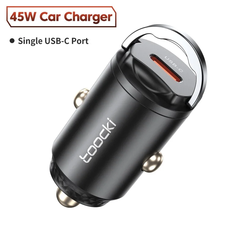 TOOCKI TQ-CC34 Car Charger USB-C 45W Fast Charging Adapter Rhombus Design with Pull Ring