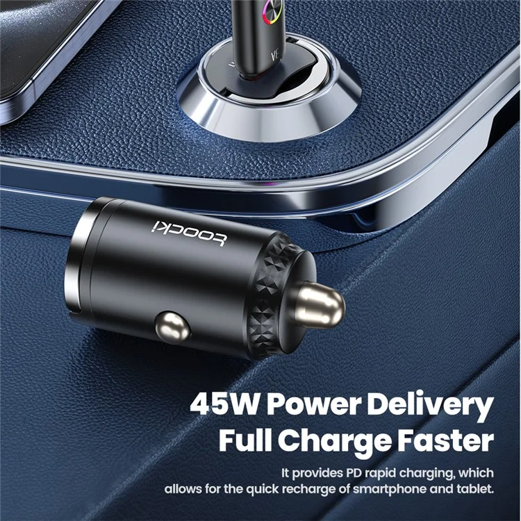 TOOCKI TQ-CC34 Car Charger USB-C 45W Fast Charging Adapter Rhombus Design with Pull Ring