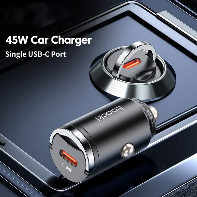 TOOCKI TQ-CC34 Car Charger USB-C 45W Fast Charging Adapter Rhombus Design with Pull Ring