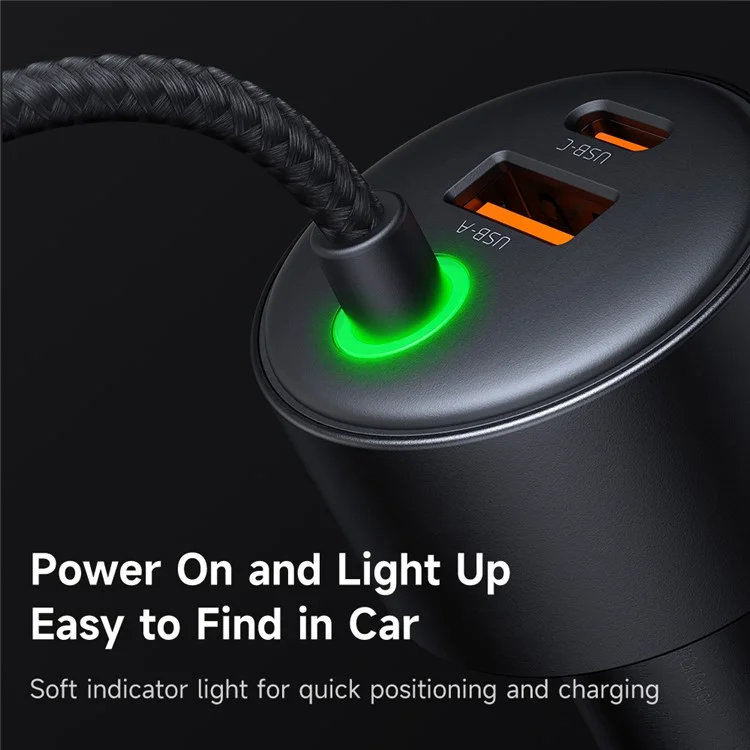 MCDODO CC-037 120W Carregador Veicular de Porta Dupla Carregamento Rápido Cabo de Mola com Cabos USB-C / iP