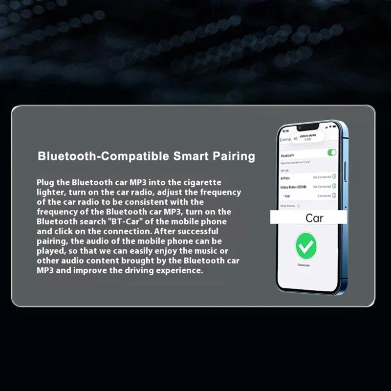 L5 Car Bluetooth-Compatible MP3 Player Hands Free Calling FM Transmitter Fast Charger with Retractable Type C + iP Cable