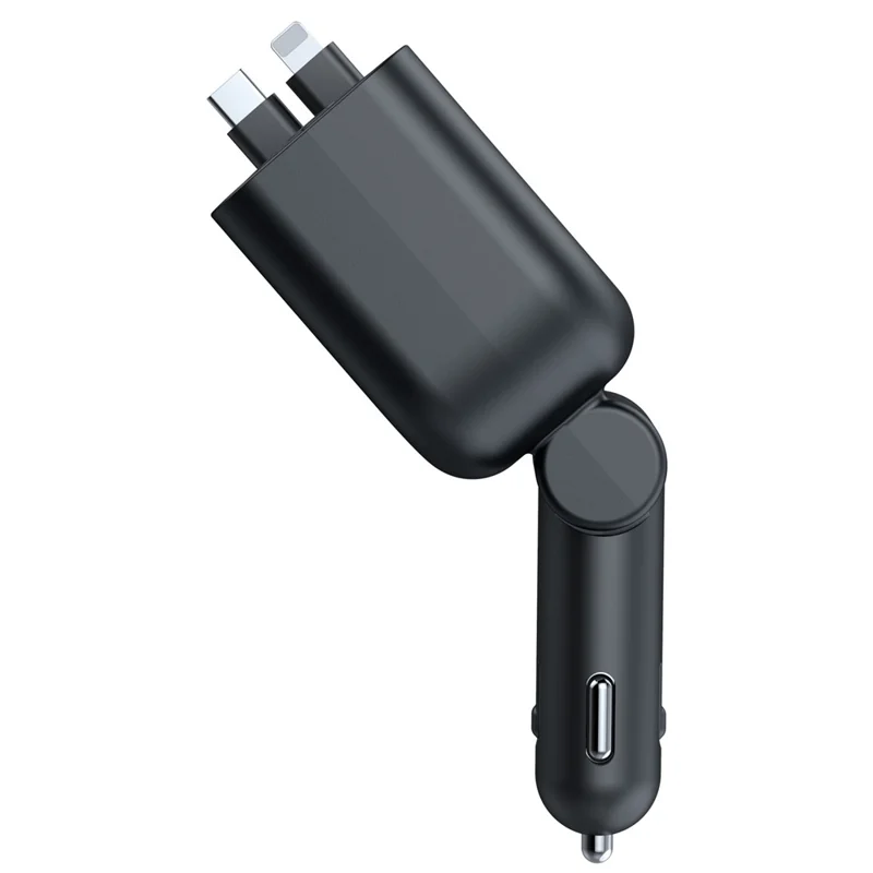 L5 Car Bluetooth-Compatible MP3 Player Hands Free Calling FM Transmitter Fast Charger with Retractable Type C + iP Cable