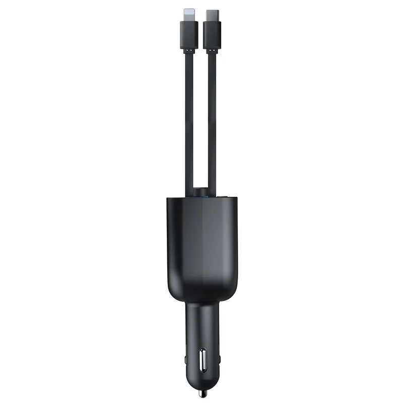 Y4 Car Charger Super Fast Charging Bluetooth-Compatible MP3 Player with Retractable Type C + iP Cable