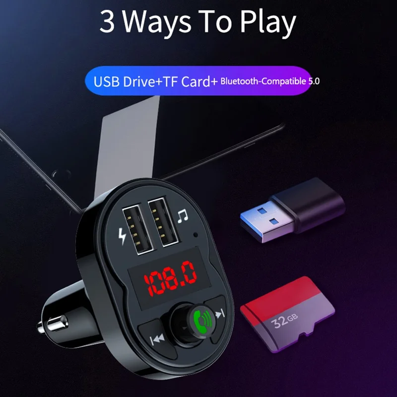 X1 3,1A USB Kfz-Ladegerät MP3-Player Bluetooth-kompatibel Freisprecheinrichtung FM-Transmitter