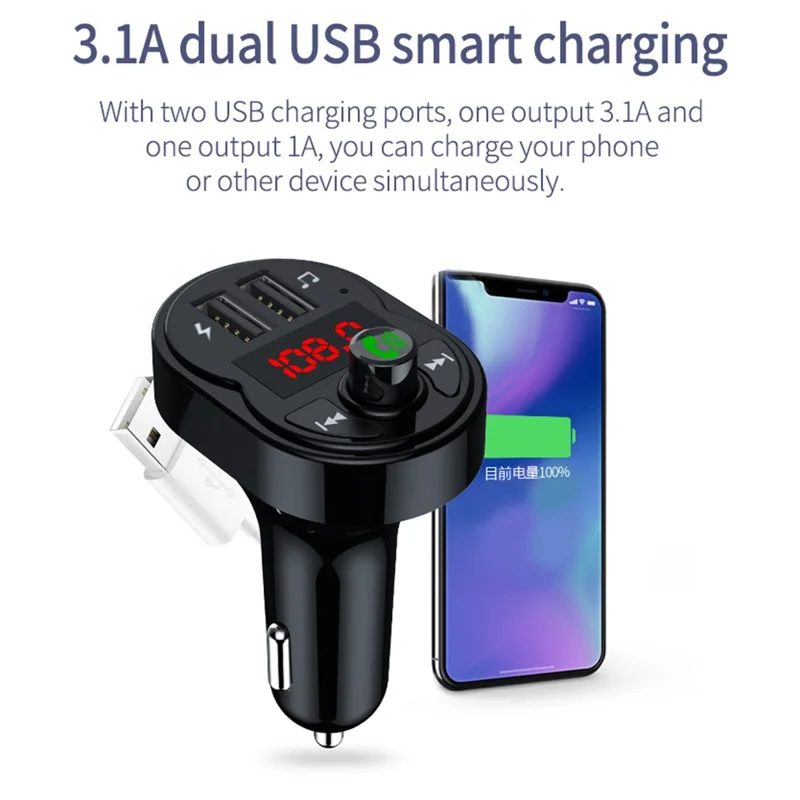 X1 3,1A USB Kfz-Ladegerät MP3-Player Bluetooth-kompatibel Freisprecheinrichtung FM-Transmitter