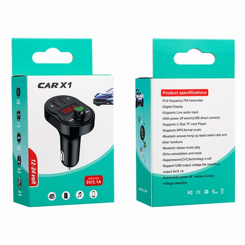 X1 3,1A USB Kfz-Ladegerät MP3-Player Bluetooth-kompatibel Freisprecheinrichtung FM-Transmitter