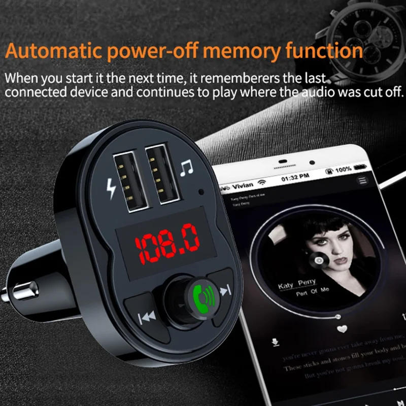 X1 3,1A USB Kfz-Ladegerät MP3-Player Bluetooth-kompatibel Freisprecheinrichtung FM-Transmitter