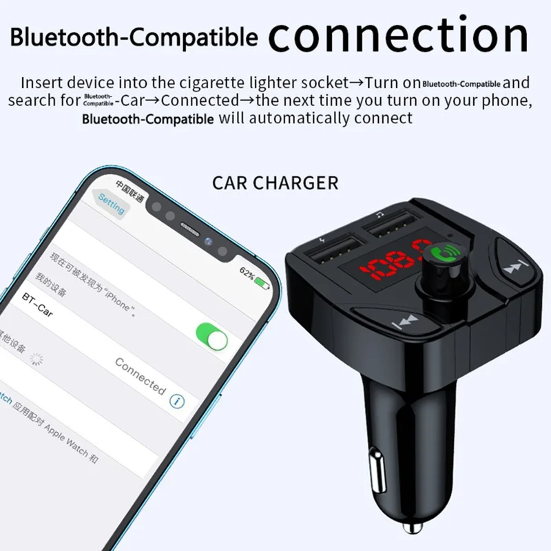 X2 Auto MP3-Player Bluetooth-kompatibel Freisprecheinrichtung FM-Transmitter mit 3,1A USB-Ladeanschluss