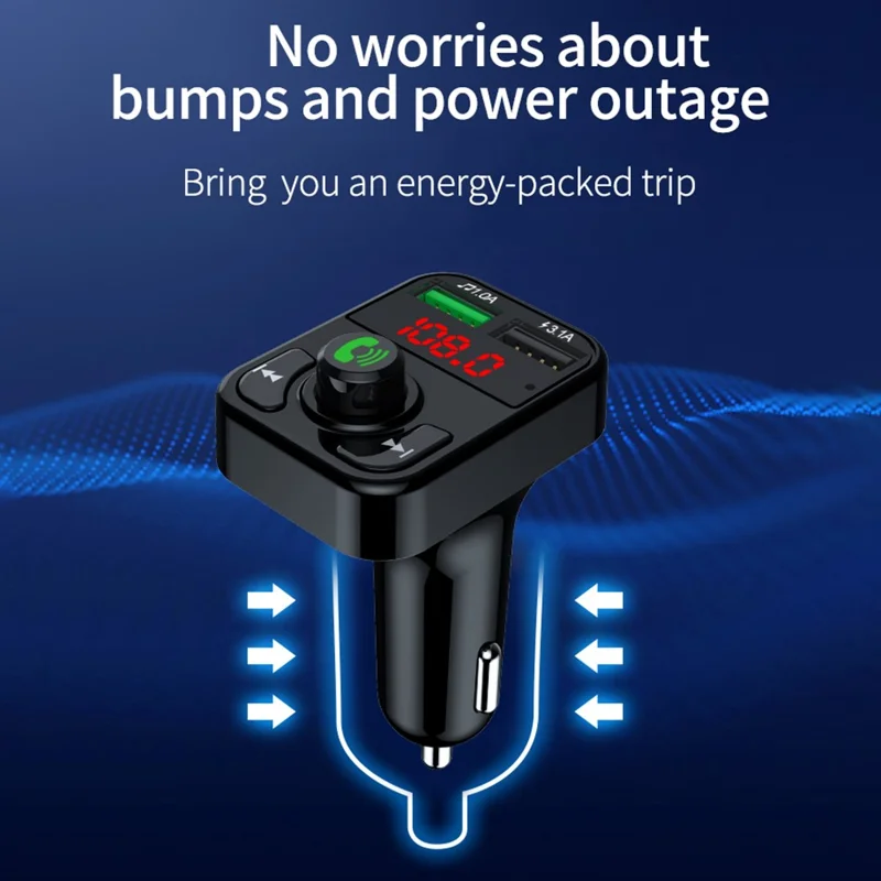 X3 Car FM Radio Bluetooth-Compatible Hands Free Calling MP3 Player Music Receiver with 3.1A USB Charging Port
