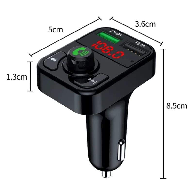 X3 Car FM Radio Bluetooth-Compatible Hands Free Calling MP3 Player Music Receiver with 3.1A USB Charging Port