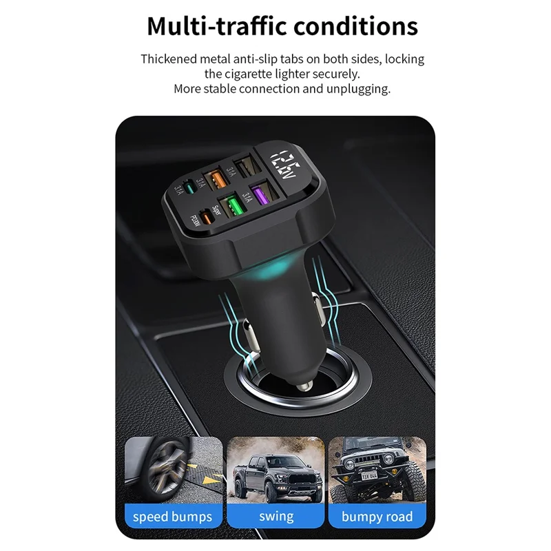 K35 Car Charger 3.1A QC3.0 Fast Charging Adapter Cigarette Lighter Charger USB Ports