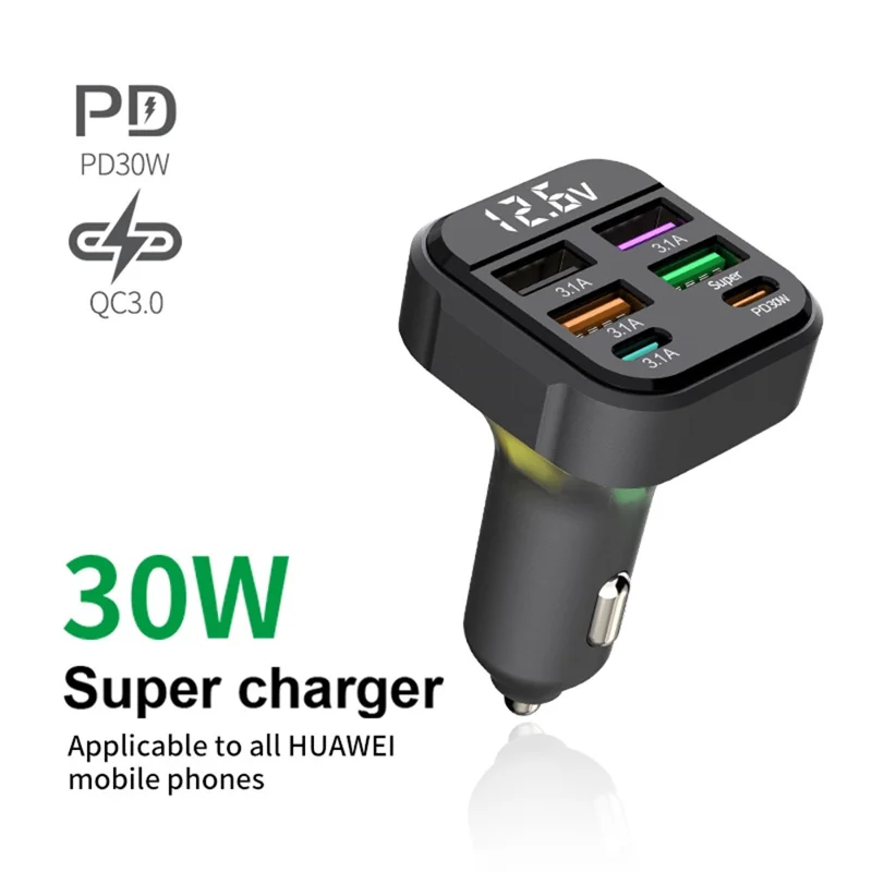 K35 Car Charger 3.1A QC3.0 Fast Charging Adapter Cigarette Lighter Charger USB Ports