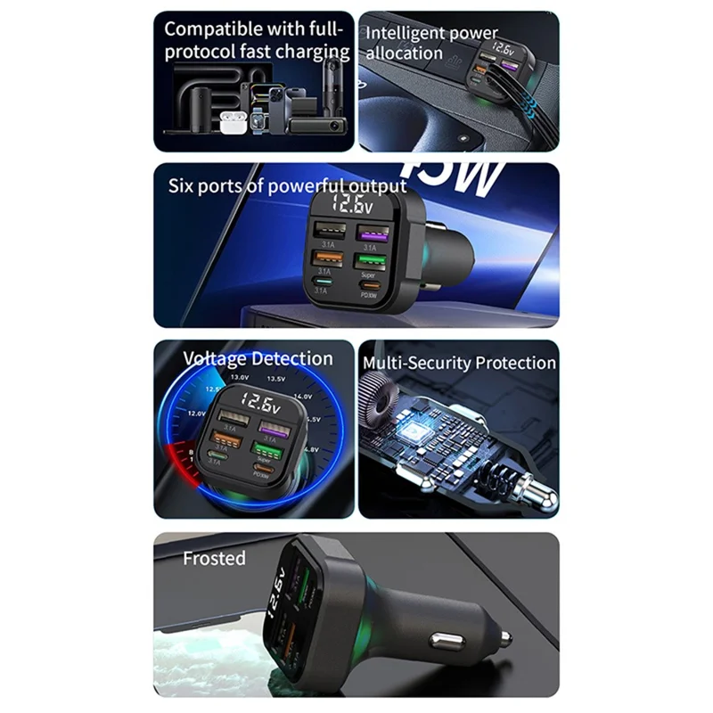 K35 Car Charger 3.1A QC3.0 Fast Charging Adapter Cigarette Lighter Charger USB Ports