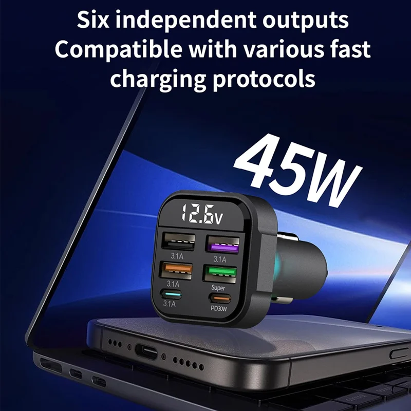 K35 Car Charger 3.1A QC3.0 Fast Charging Adapter Cigarette Lighter Charger USB Ports