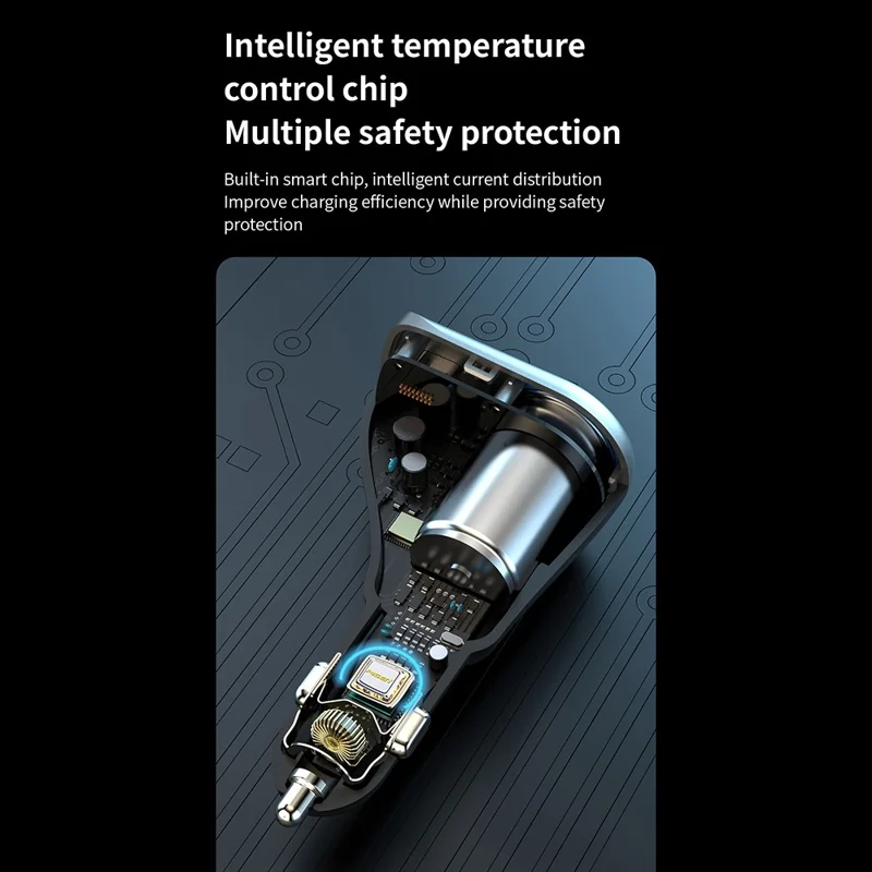 K29 Car Charger Adapter Fast Charging Digital Display 3 in 1 Cigarette Lighter Socket Splitter Charger