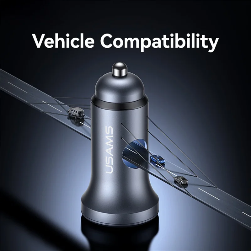 USAMS CC320 Car Charger Dual USB 2.4A Aluminum Alloy Mini Cigarette Lighter Charger for Vehicle