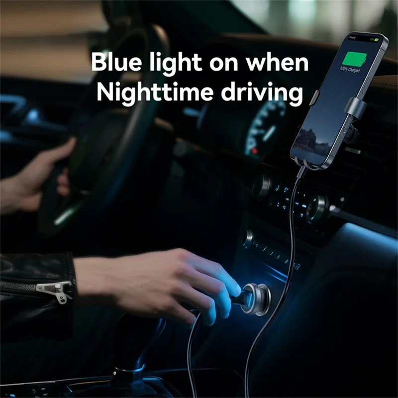 USAMS CC320 Car Charger Dual USB 2.4A Aluminum Alloy Mini Cigarette Lighter Charger for Vehicle