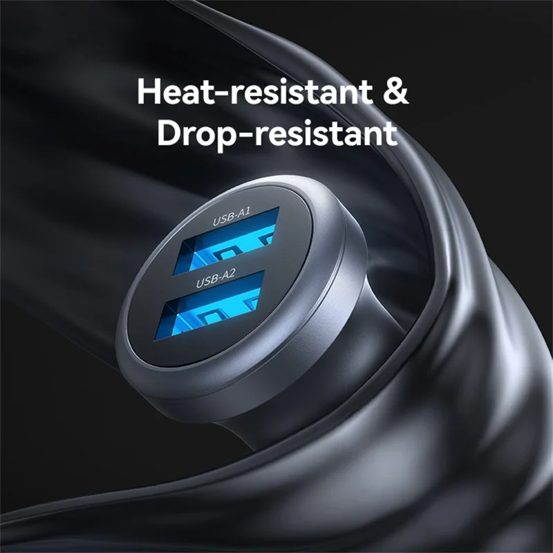 USAMS CC320 Car Charger Dual USB 2.4A Aluminum Alloy Mini Cigarette Lighter Charger for Vehicle