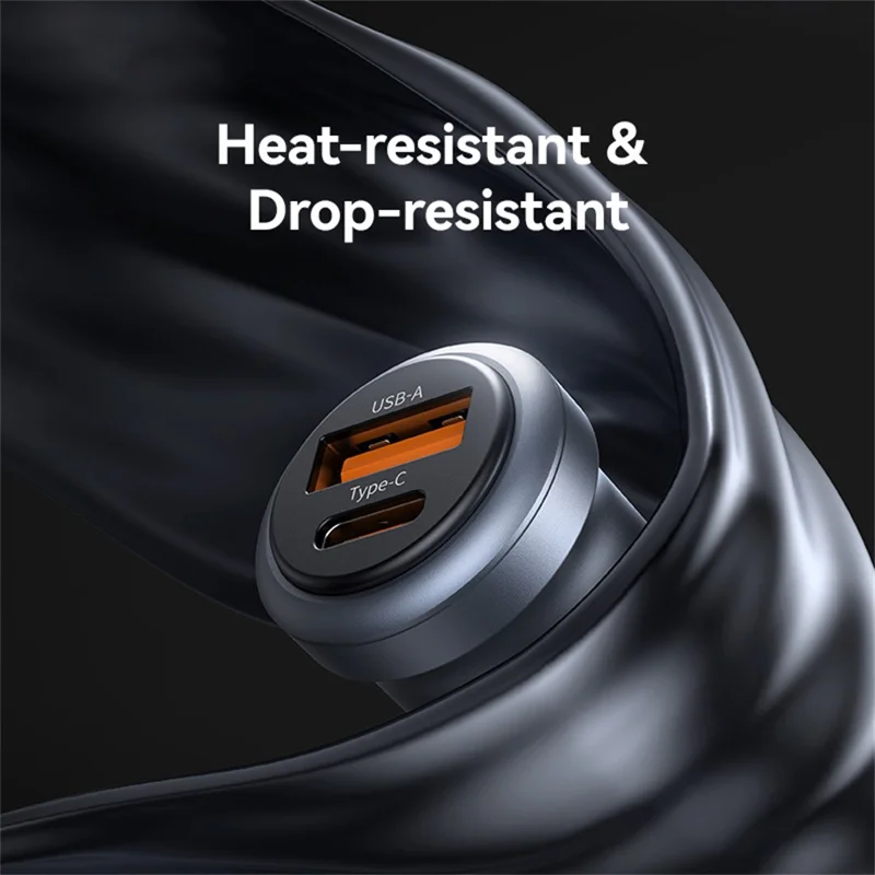 USAMS CC322 30W Car Charger USB-A + USB-C Aluminum Alloy Fast Charging Cigarette Lighter Charger for Vehicle