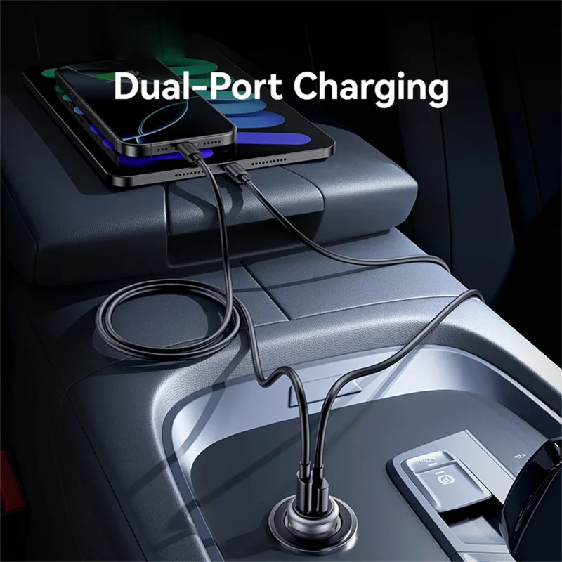 USAMS CC322 30W Car Charger USB-A + USB-C Aluminum Alloy Fast Charging Cigarette Lighter Charger for Vehicle