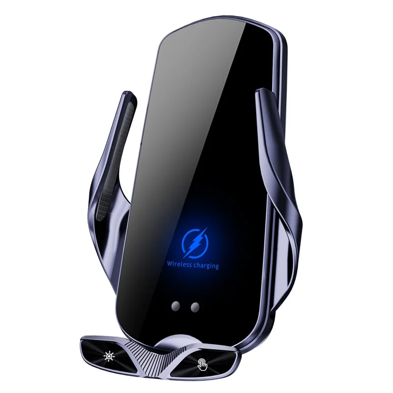 SD30 15W Car Wireless Charging Phone Holder 360° Rotation Smart Infrared Auto-Clamping Navigation Mount - Black