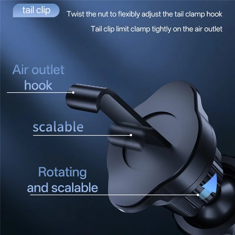 SD30 15W Car Wireless Charging Phone Holder 360° Rotation Smart Infrared Auto-Clamping Navigation Mount - Black