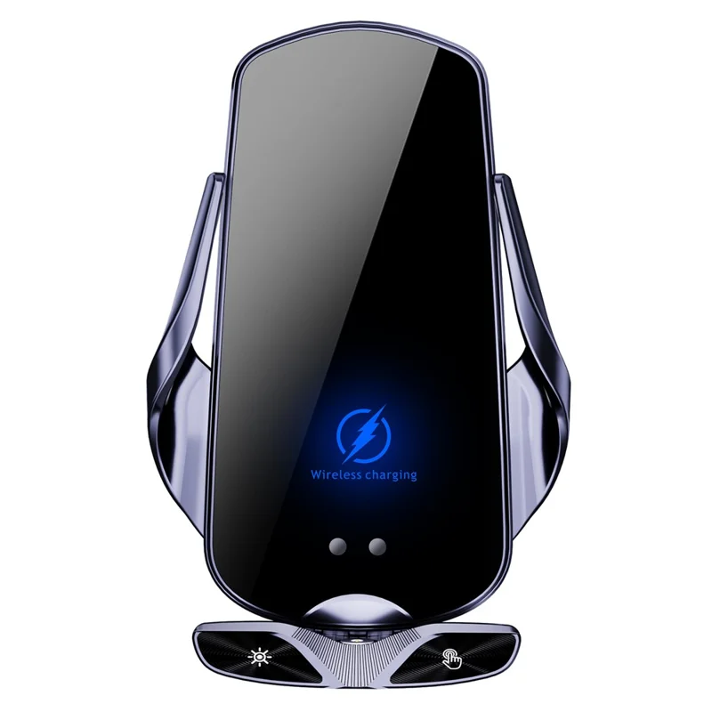 SD30 15W Car Wireless Charging Phone Holder 360° Rotation Smart Infrared Auto-Clamping Navigation Mount - Black