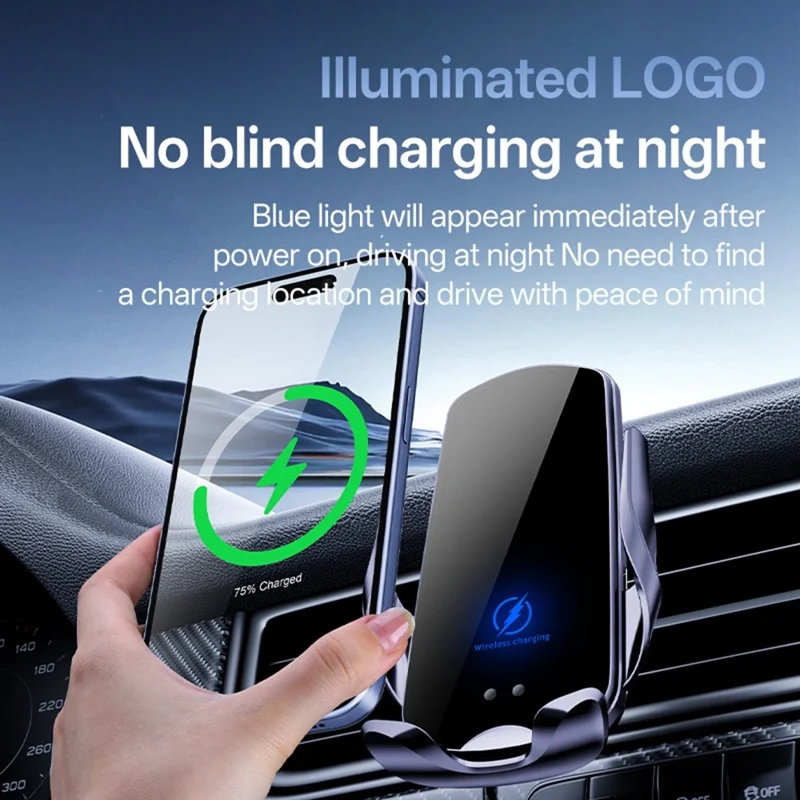 SD32 Supporto per Telefono Auto con Ricarica Wireless Veloce 15 W, Montaggio su Bocchetta d'Aria con Rotazione di 360°, Chiusura Automatica, Navigazione - Nero