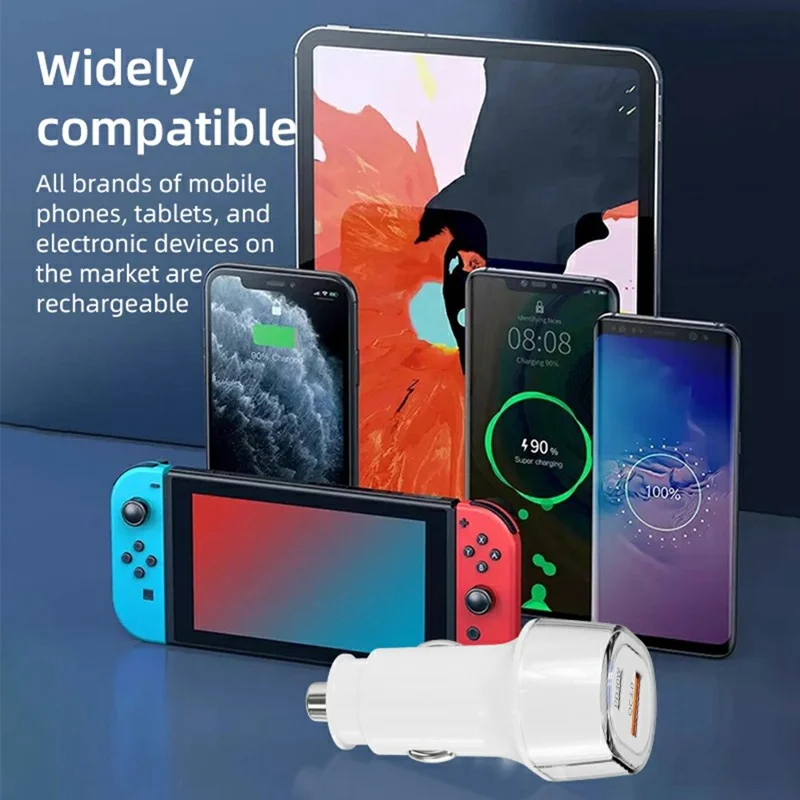 A6 USB + Type-C Dual Port-biloplader QC3.0 + PD 30W hurtigoplader med omgivelseslys til telefon / tablet