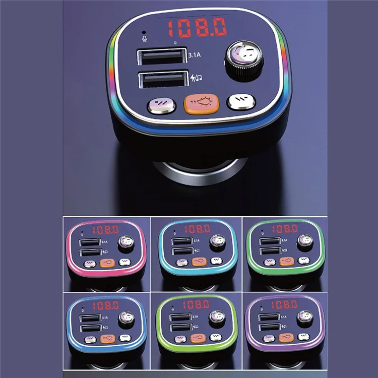 C20 Bluetooth Car MP3 FM Transmitter Hands-free Call U-Disk HiFi Music Player Dual USB Charger