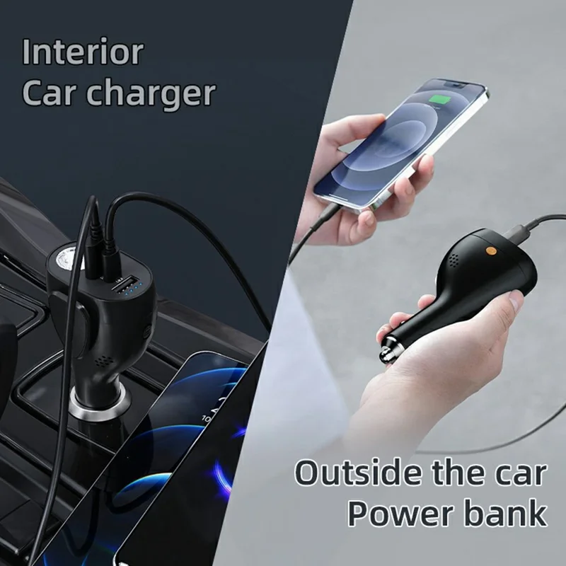 A13 multifunktionales QC3.0-Autoladegerät Notfall-Tool Sicherheitshammer Sicherheitsgurt-Schneider mit LED-Taschenlampe 2000 mAh Powerbank