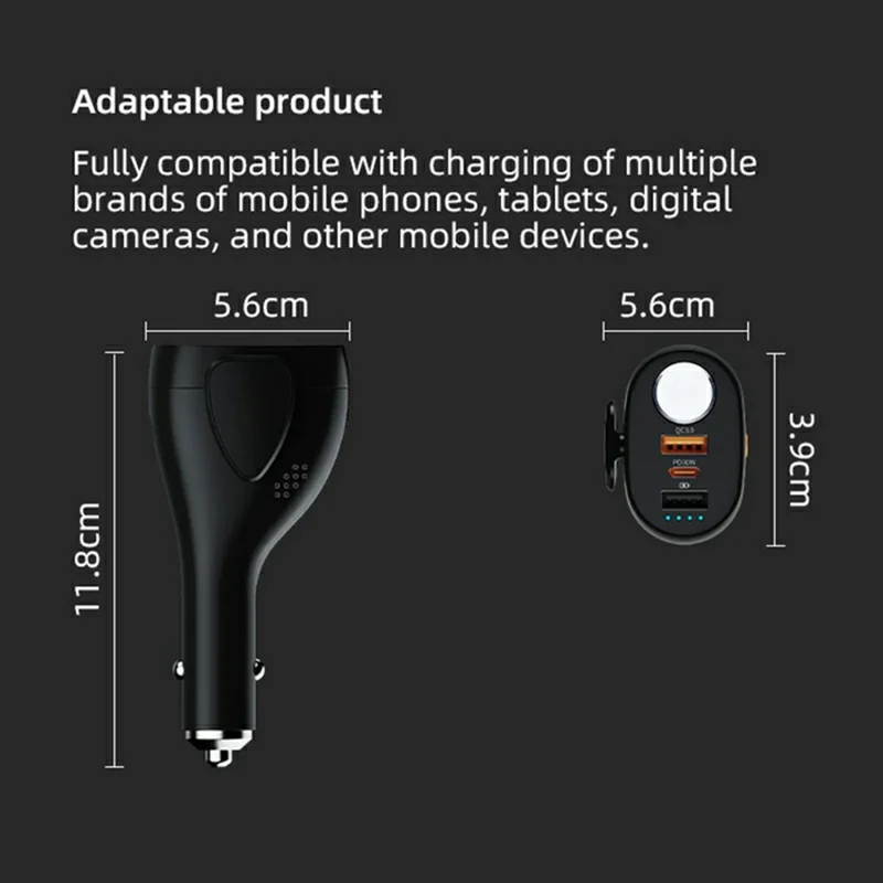 A13 multifunktionales QC3.0-Autoladegerät Notfall-Tool Sicherheitshammer Sicherheitsgurt-Schneider mit LED-Taschenlampe 2000 mAh Powerbank