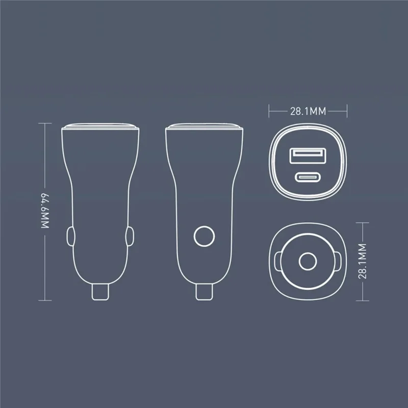 LDNIO C103 60W Dual Port Car Charger PD 30W+QC 30W PPS Fast Charging Car Adapter for Phone Tablet - Bla