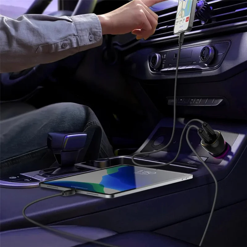 LDNIO C104 60W Dual USB-C Kfz-Ladegerät PD30W + PPS Schnellladegerät für iPhone Samsung – Schwarz