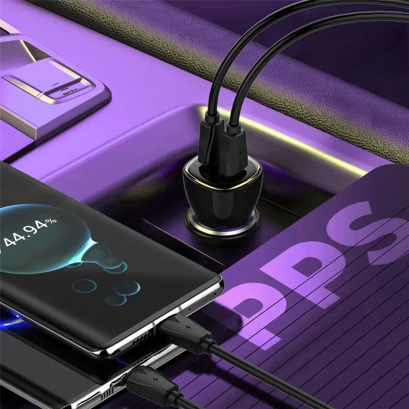 LDNIO C104 60W Dual USB-C Kfz-Ladegerät PD30W + PPS Schnellladegerät für iPhone Samsung – Schwarz
