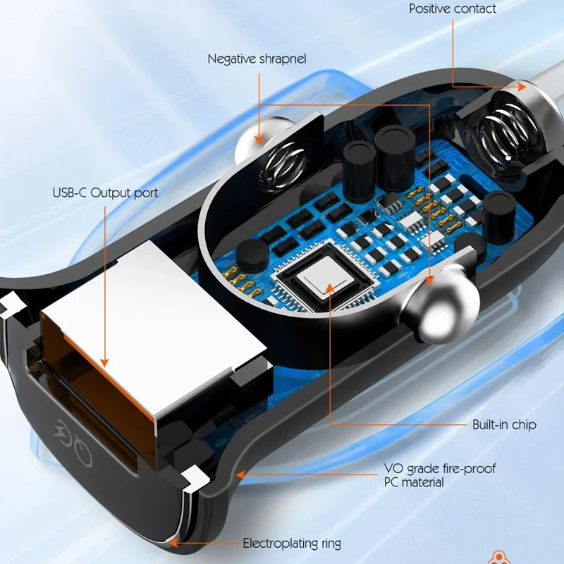 LDNIO C105 30W Auto-Ladegerät, einseitiger USB-A-Anschluss, QC3.0-Schnellladung, kompaktes Mini-Auto-Adapter für Handy – Schwarz