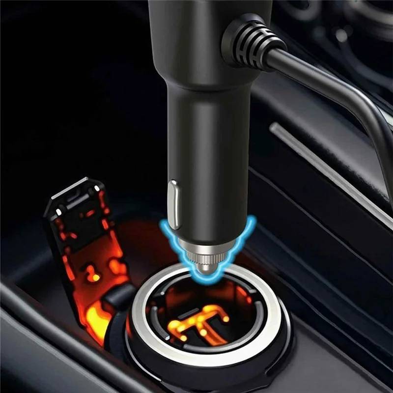 GC11 6-in-1 120W 12V Car Cigarette Lighter Adapter, 2 Sockets, 2 USB-A, USB-C, 65W PD Retractable Type-C Cable, LED Voltage Display