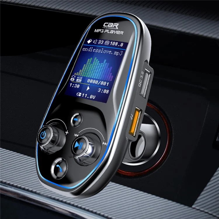 BT29A EQ FM Bluetooth-compatible Transmitter Car MP3 TF/U Disk Player with QC 3.0 + Type-C Fast Charging