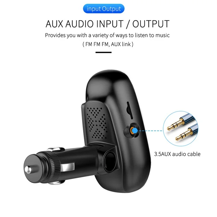BT29A EQ FM Bluetooth-compatible Transmitter Car MP3 TF/U Disk Player with QC 3.0 + Type-C Fast Charging