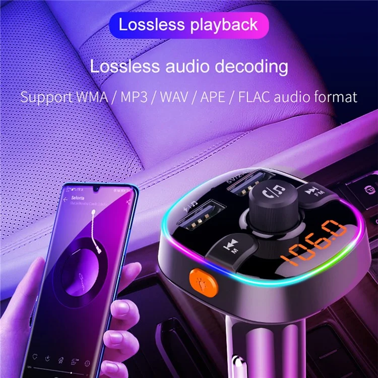 BC52L Car Bluetooth 5.0 FM Transteur MP3 Adapter Musique Audapter