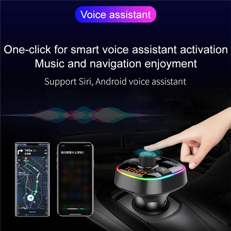 BC52L Car Bluetooth 5.0 FM Transteur MP3 Adapter Musique Audapter
