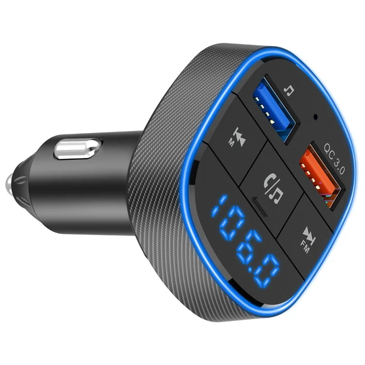 BC57 QC3.0 Fast Car Charger Bluetooth 5.0 FM Transmitter MP3 Player Adapter Car Kit Support Hands-free BT Calling/U-disk/TF Card