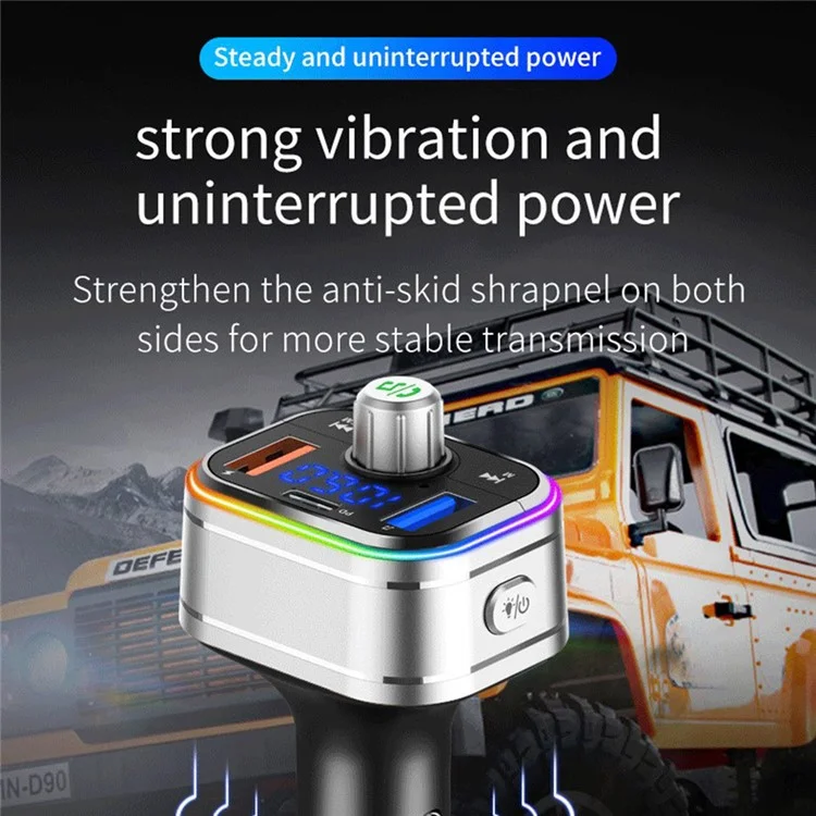 BC62 Car Bluetooth-compatible Charger Adapter FM Transmitter Hands-Free Call PD Fast Charging Car Charger with Atmosphere Light Voice Assistant