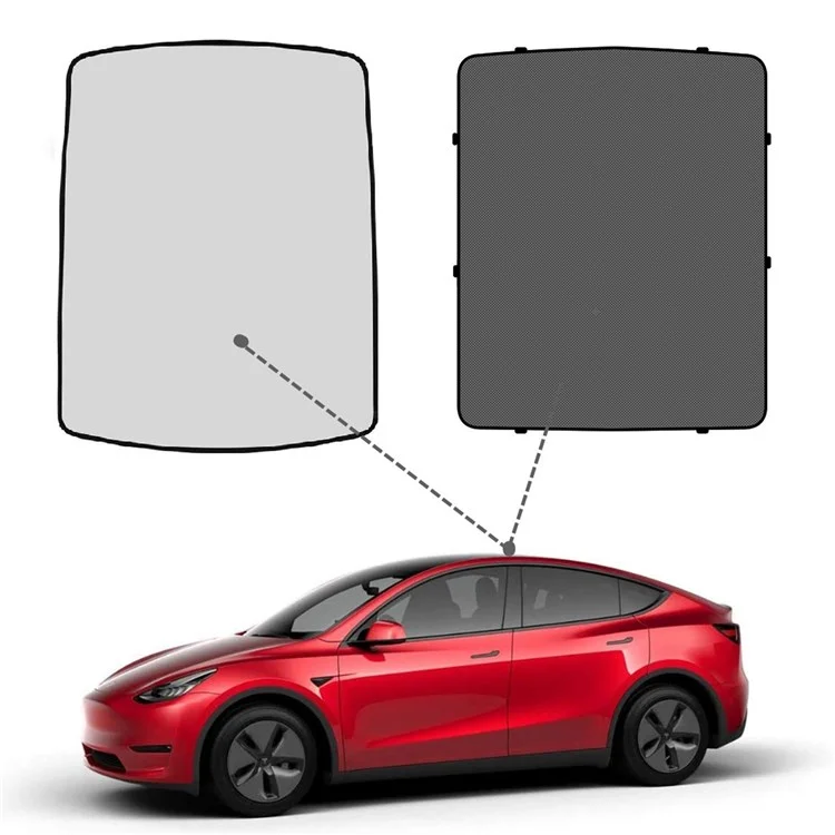 Для Tesla Model Y (2020-2021) 2PCS/SET [Sunshade Net + Серебряная Покрытая Ткань]