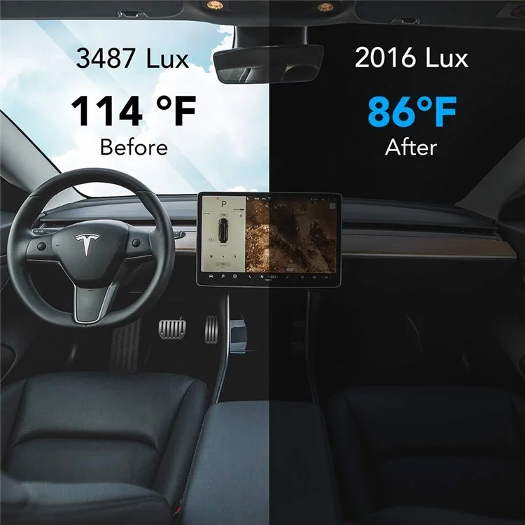Per Tesla Model Y (2016-2022) Foldabe 210T Protezione dai raggi UV Isolamento termico Parasole Parasole Sole Protettore Sole Ombra