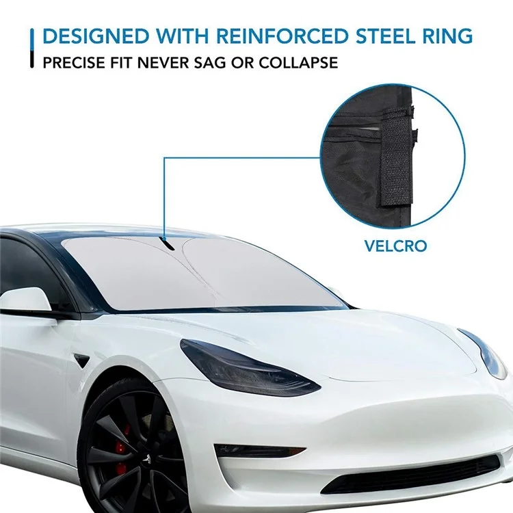 Per Tesla Model Y (2016-2022) Foldabe 210T Protezione dai raggi UV Isolamento termico Parasole Parasole Sole Protettore Sole Ombra