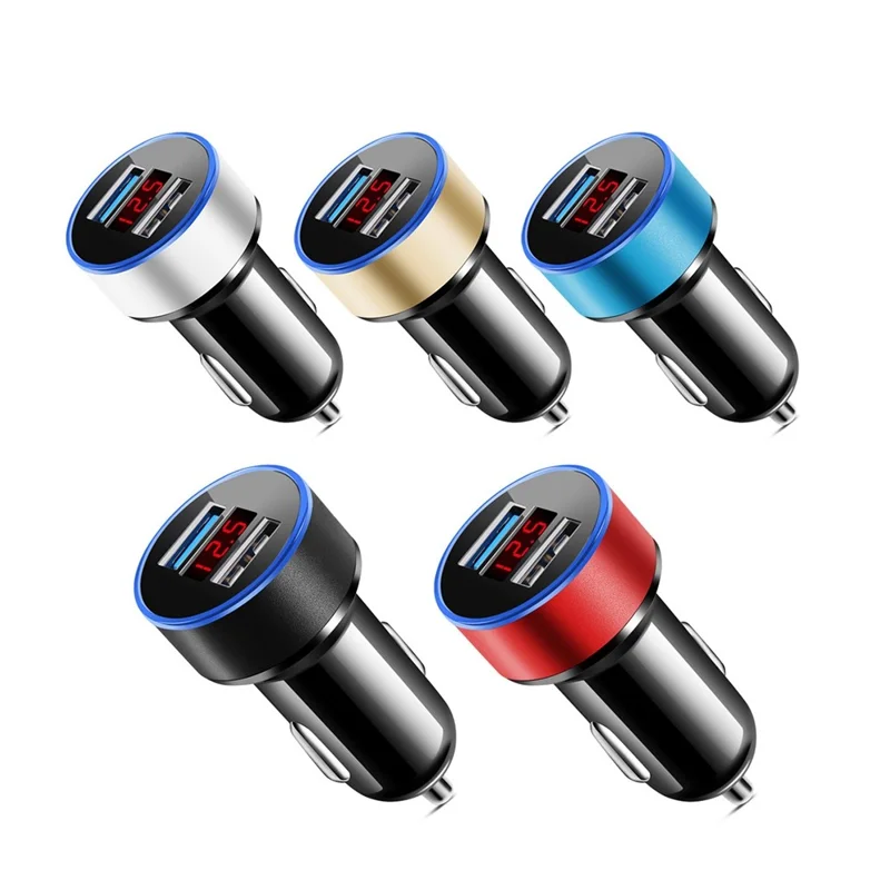 3.1A Fast Charging Dual USB Ports Cigarette Lighter Car Charger for 12V/24V Vehicles - Red