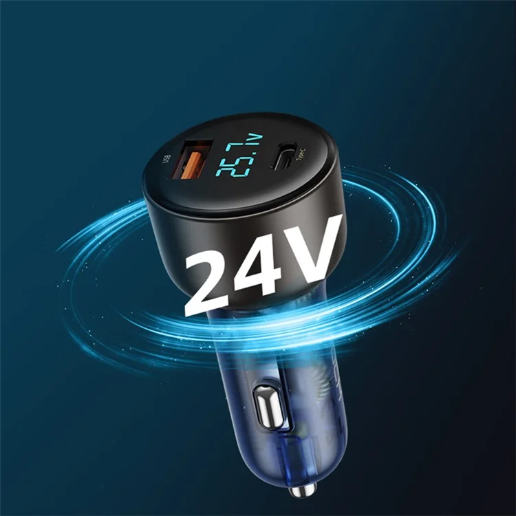 ROCK H16 72W Fast Car Charger with USB+Type C Ports, PD Quick Charging Dual-port Mobile Phone Tablet Charger Adapter